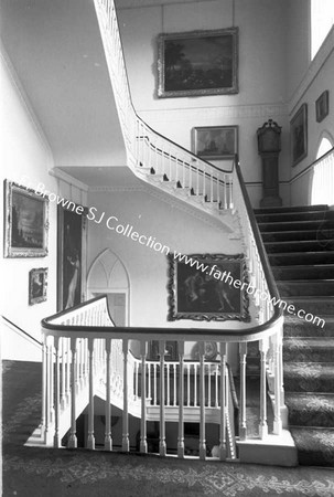 DUNSANY CASTLE STAIRCASE FROM DRAWING ROOM LOBBY LOOKING UP